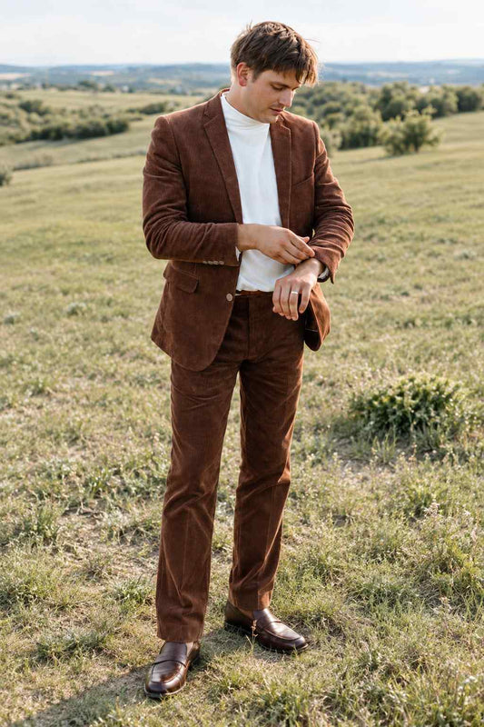 Men’s Brown Corduroy 2-Piece Suit | Vintage Tailored Fit