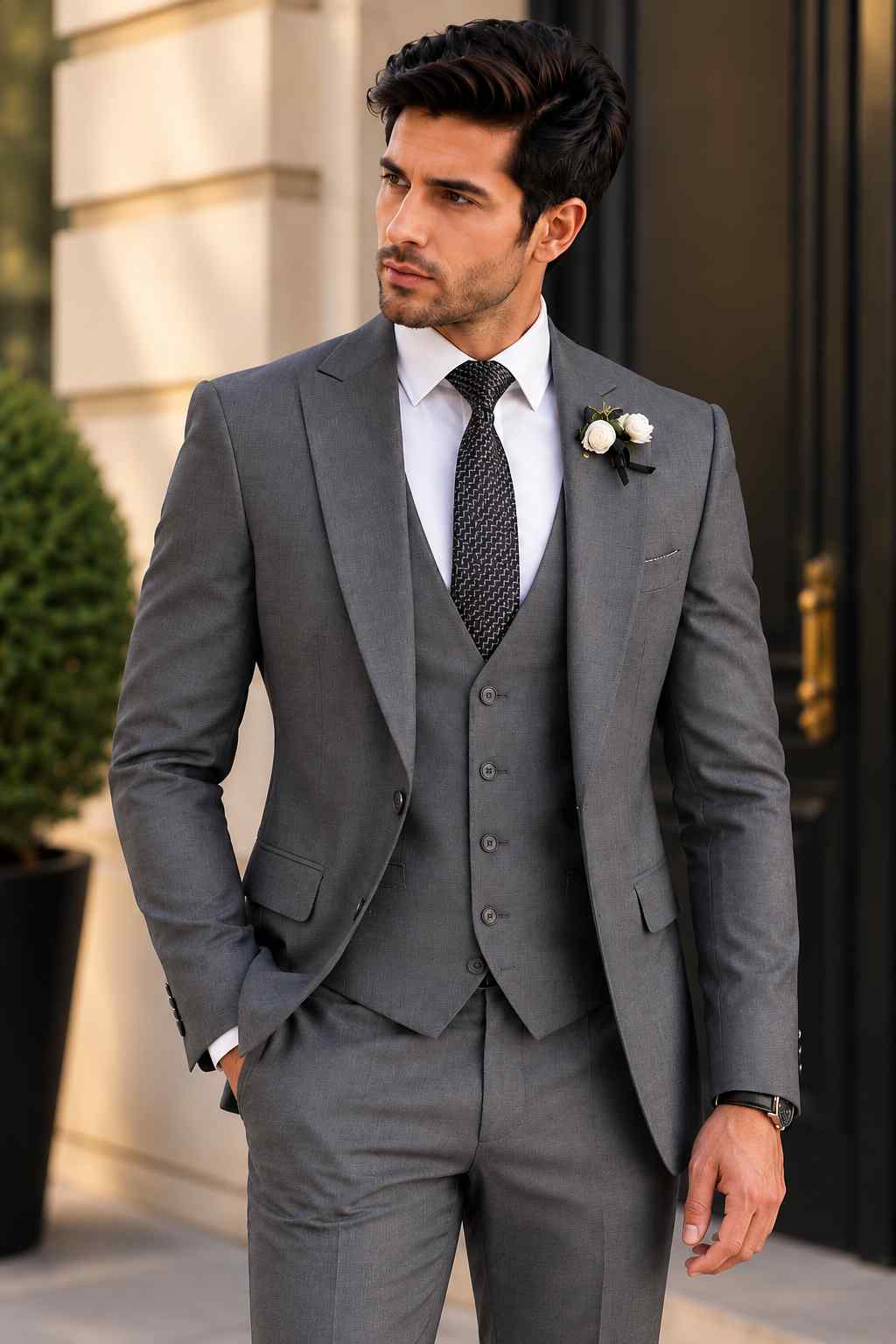 Men’s Charcoal Grey 3-Piece Suit | Formal Wear Suits