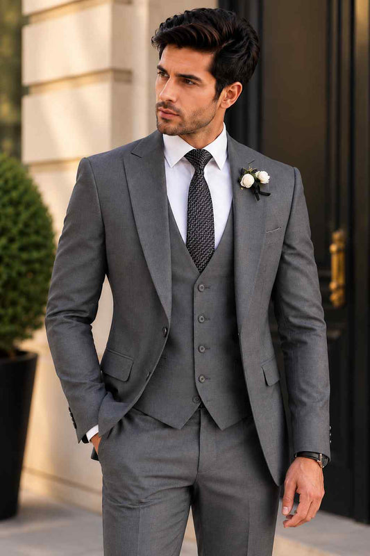 Men’s Charcoal Grey 3-Piece Suit | Formal Wear Suits