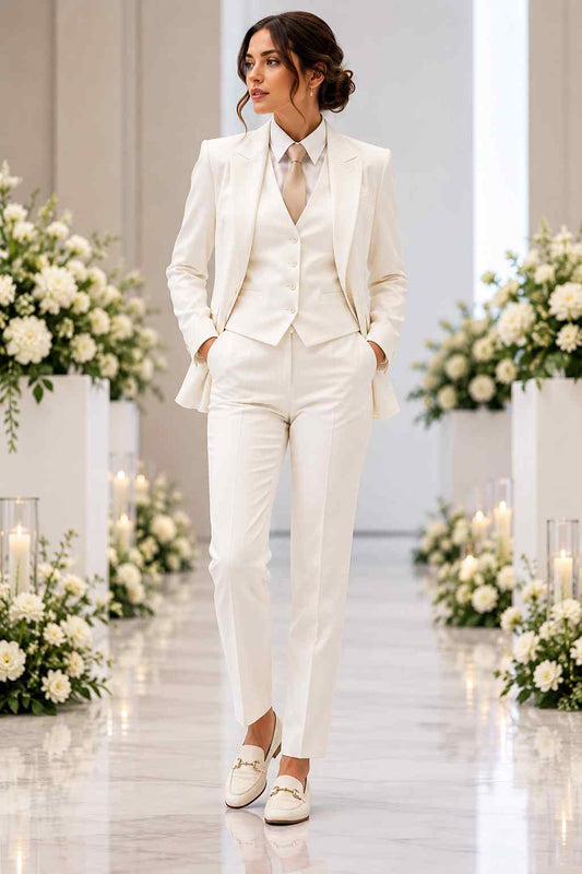 Women’s Ivory 3-Piece Suit for Weddings, Bridal Events & Special Occasions