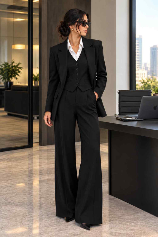 Women’s Black 3-Piece Power Suit for Business, Office & Special Events