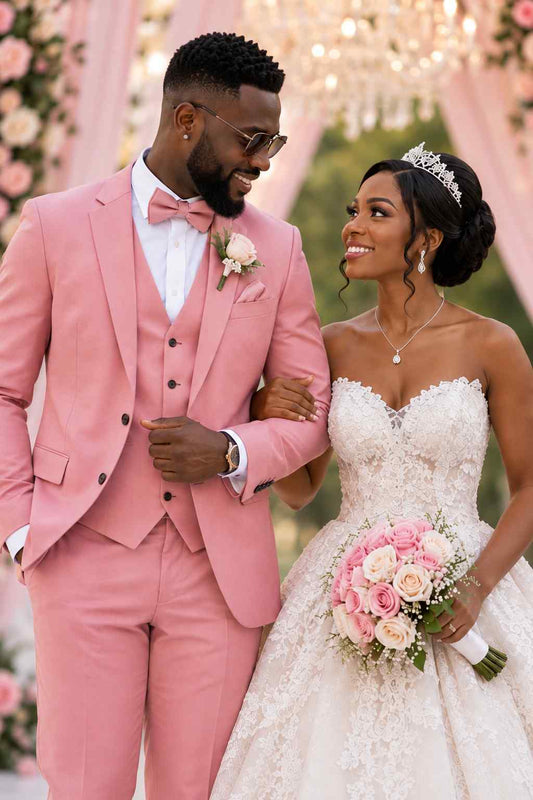 Mens Pink 3 Piece Wedding Suit | Grooms & Weddings Suits
