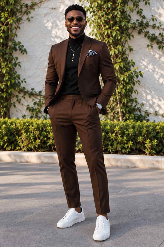 Men's Brown 2-Piece Suit | Groom Weddings, Parties & Formal Wear Gifts