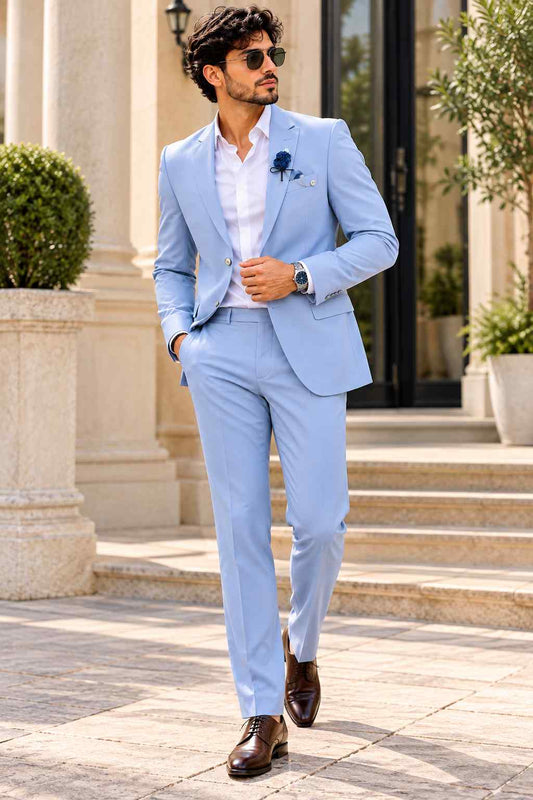 Men's Light Blue 2-Piece Suit | Tailored Wedding, Engagement & Formal Wear