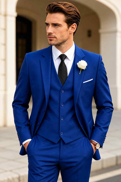Men’s Royal Blue 3-Piece Suit | Groom Wedding, Prom, Engagement & Formal Wear