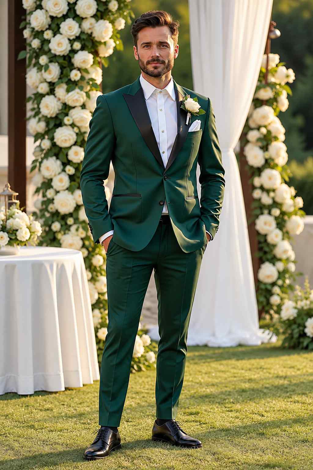 Men’s Emerald Green 2-Piece Tuxedo Suit | Groom Wedding, Prom & Formal Wear