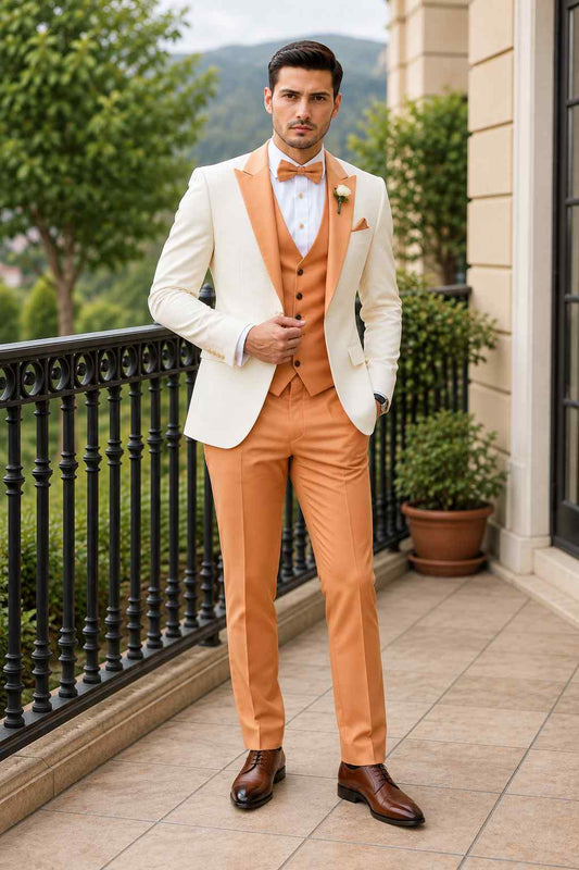 Ivory Wedding Suit, Orange Wedding Suit
