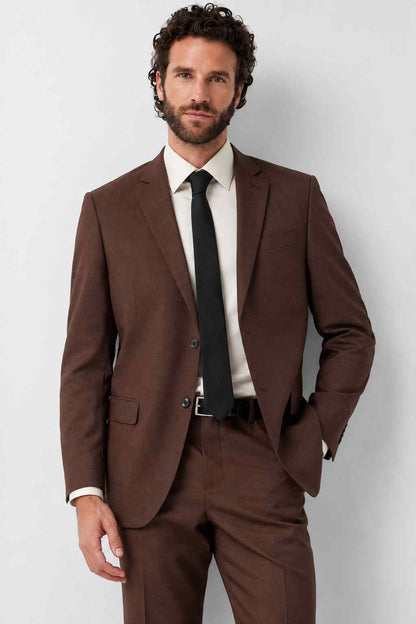 Mens Brown 2-Piece Suit – Tailored Fit Formal Wedding & Business Suit