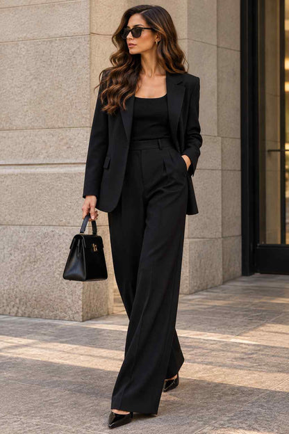 Women’s Black 2-Piece Suit for Weddings, Business, Parties & Special Events